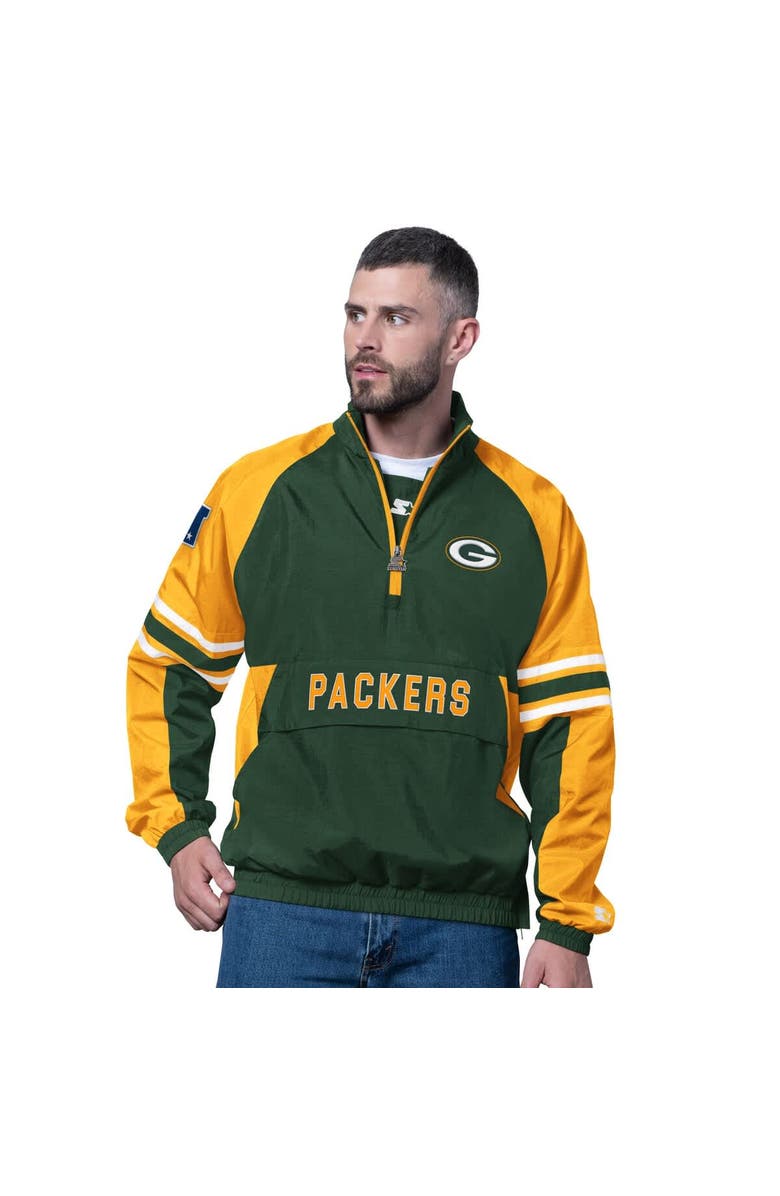 STARTER Men's Starter Green Green Bay Packers Prospect Half-Zip Pullover, Main, color, Green