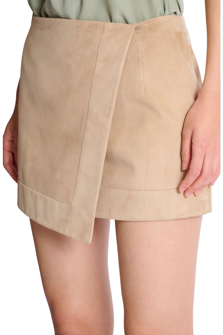 Suede wrap skirt, Alternate, color, beige