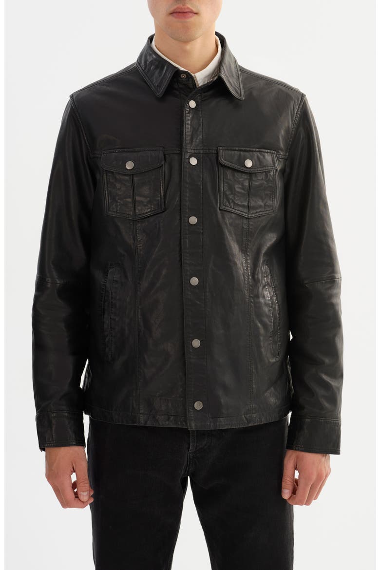 Leather Jacket, Main, color, BLACK