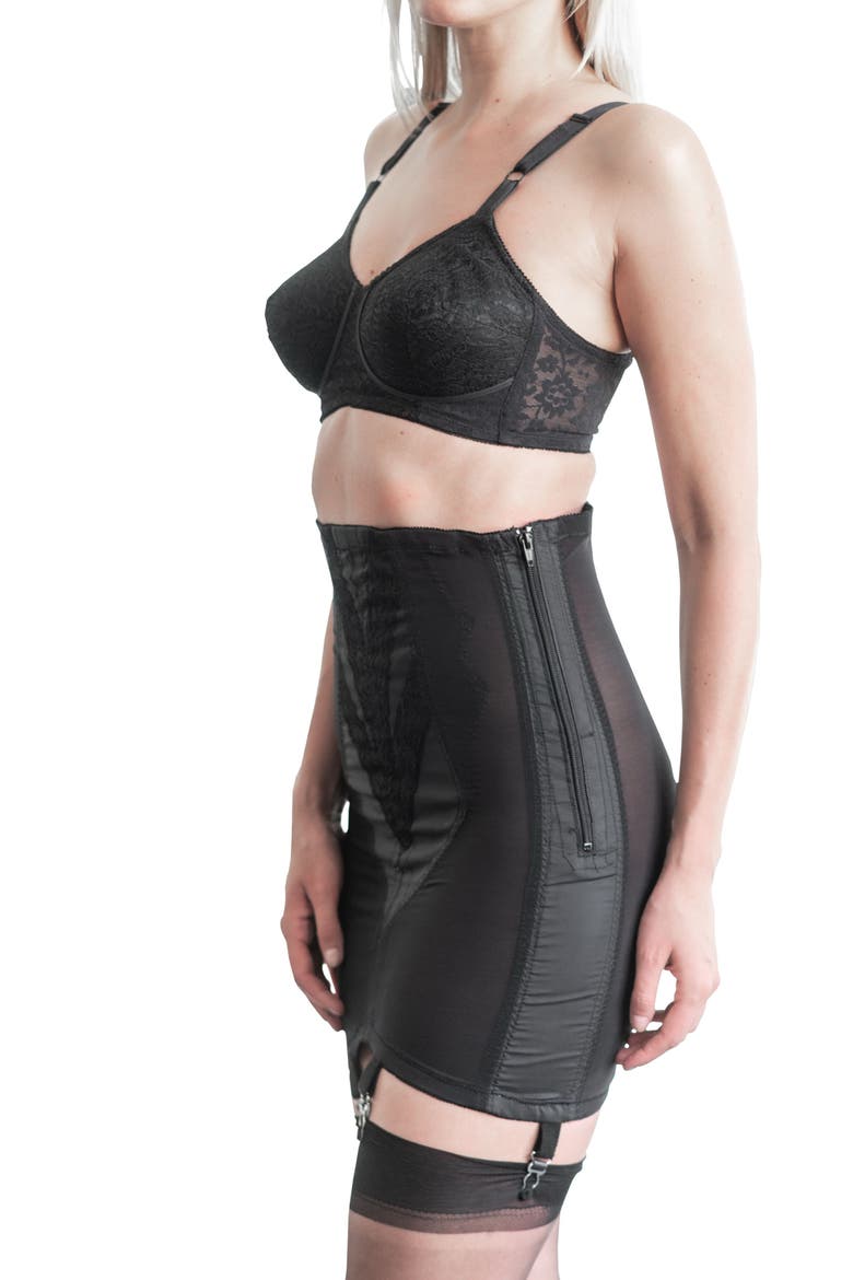 Extra Firm High Waist Open Bottom Girdle With Side Zipper and Hook, Alternate, color, Black