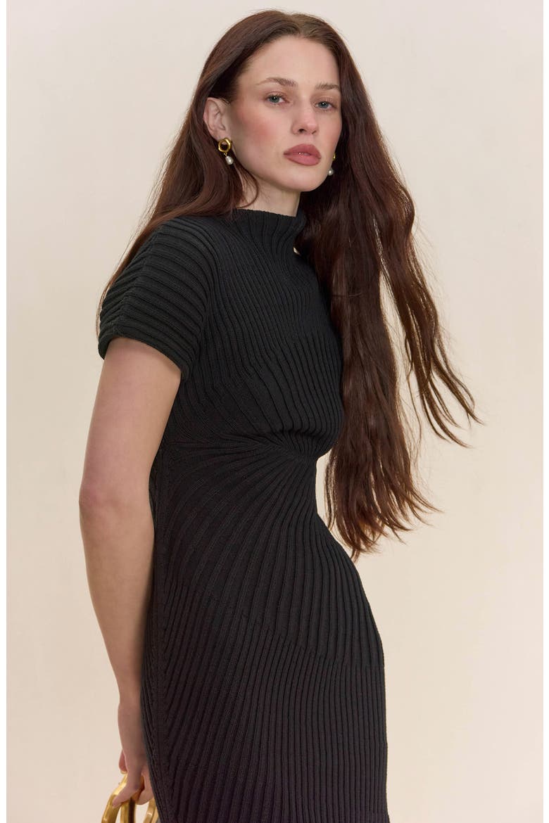 Luka Cotton Rib Minidress, Alternate, color, BLACK