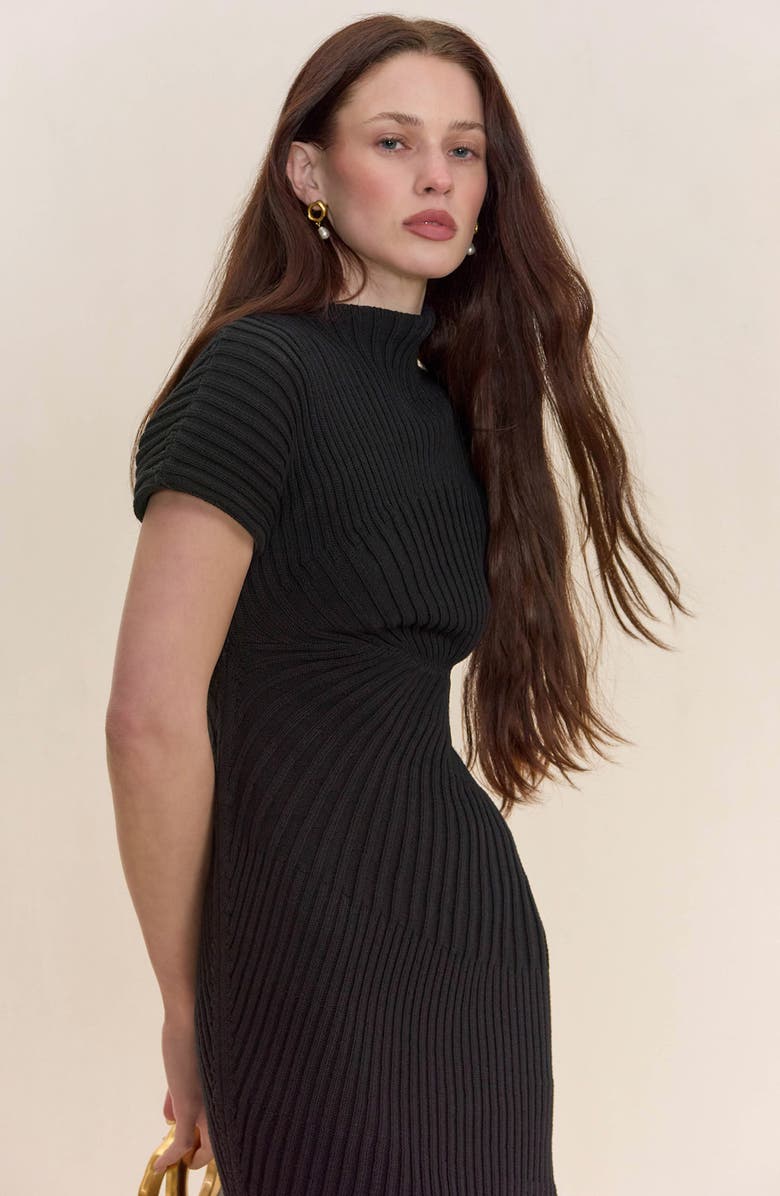 Cult Gaia Luka Cotton Rib Minidress, Alternate, color, Black