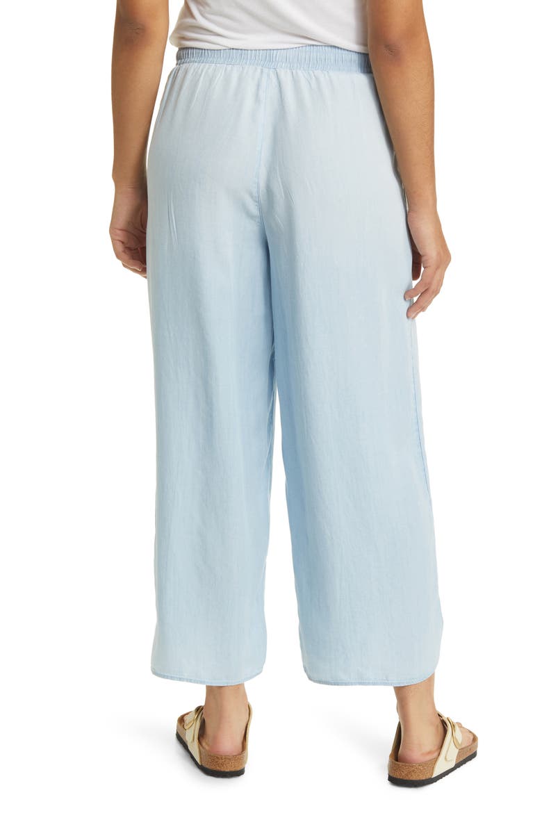 Dolphin Hem Wide Leg Chambray Pants, Alternate, color, ICE WASH