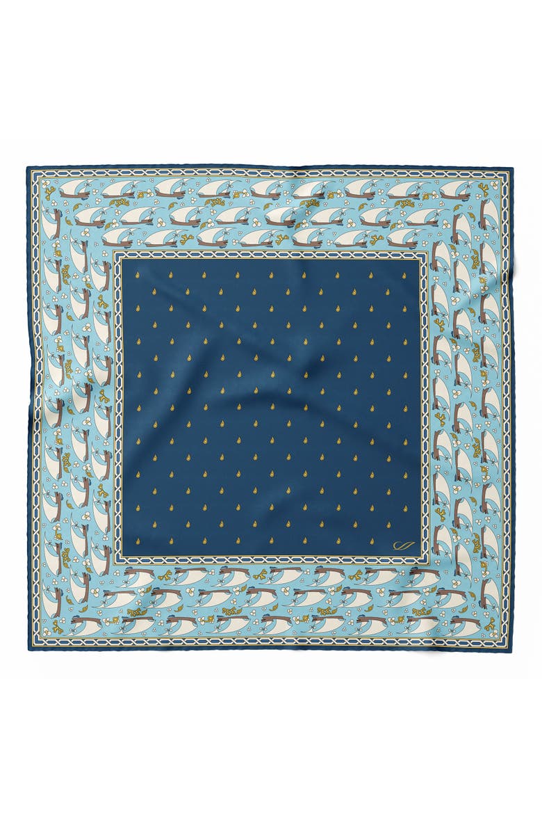 Ostia - Silk Pocket Square for Men, Main, color, Navy