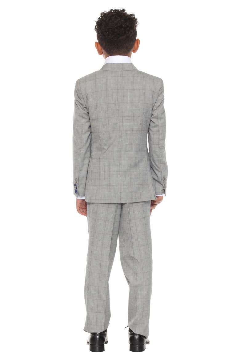 Kids' Glen Plaid Five-Piece Suit, Alternate, color, GREY