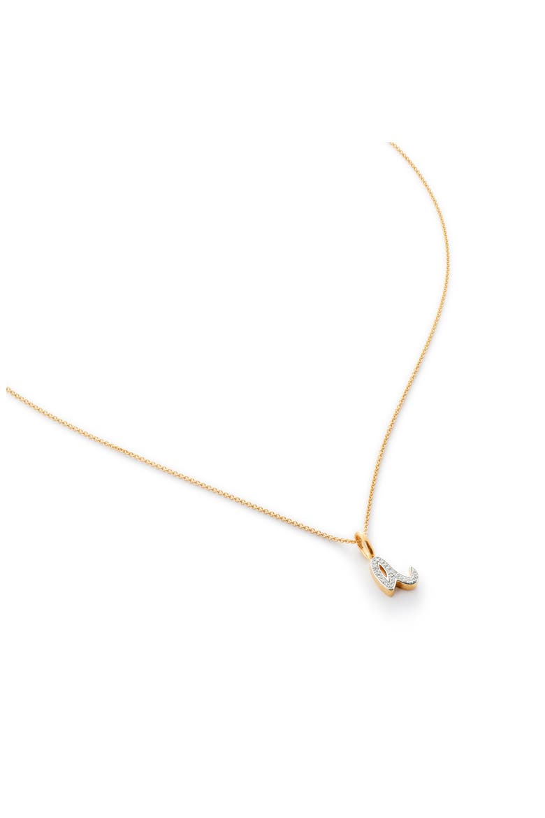 Diamond Alphabet Pendant Necklace , Main, color, 18CT GOLD VERMEIL STERLING A