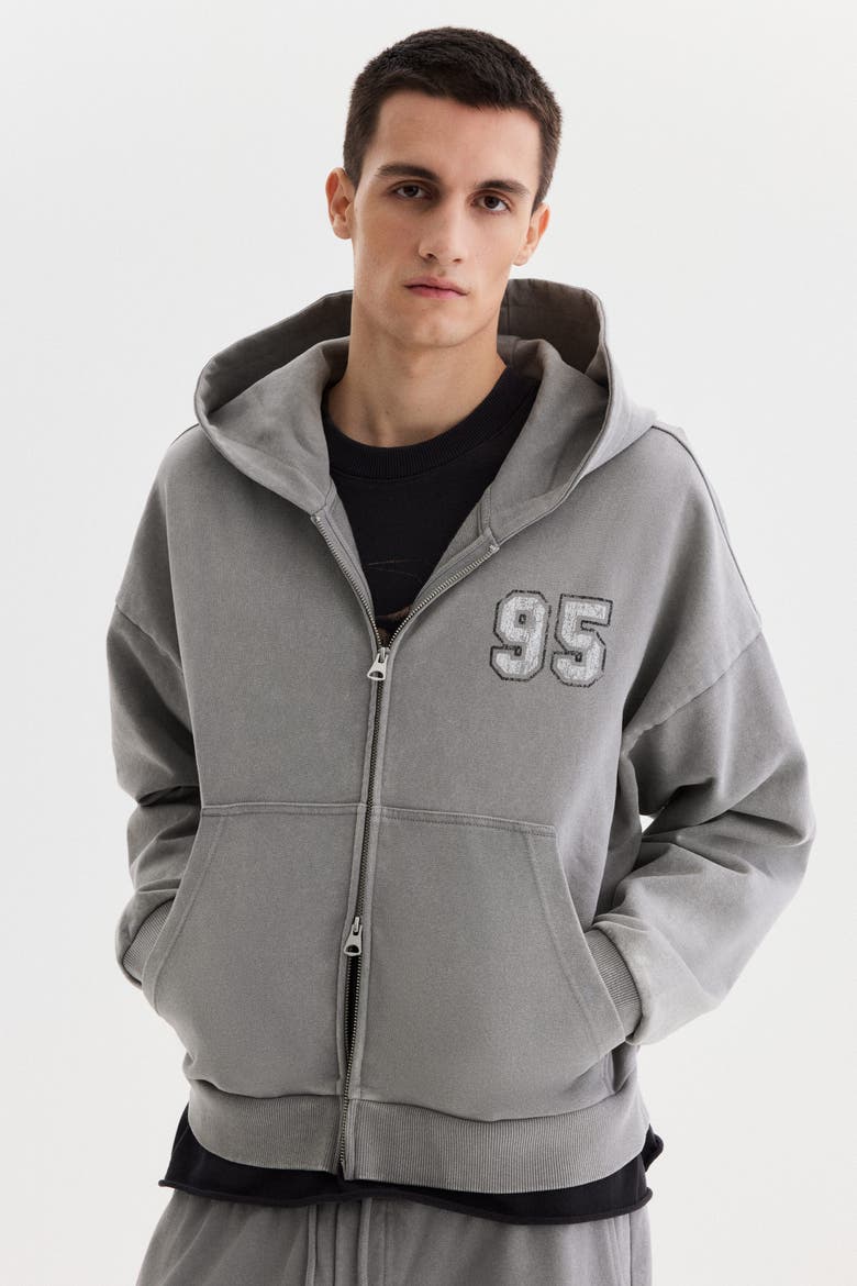 Oversized Fit Boxy Zip-through Hoodie, Main, color, Dusty gray/95