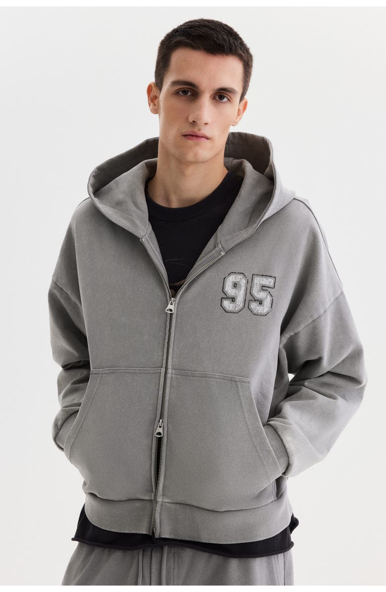 H&M Oversized Fit Boxy Zip-through Hoodie, Alternate, color, Dusty Gray/95