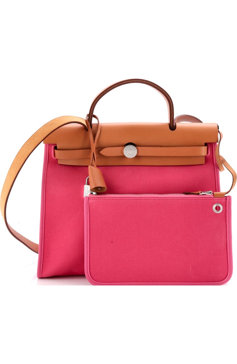 Pre-Owned Hermes Herbag Zip Leather and Toile 31, Alternate, color, Rose Tyrien