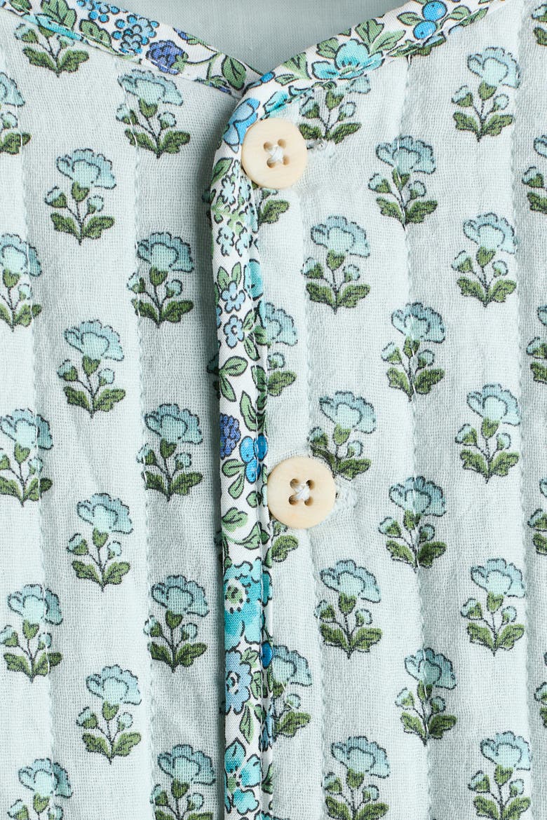 Quilted Patchwork-print Jacket, Alternate, color, Light turquoise/floral