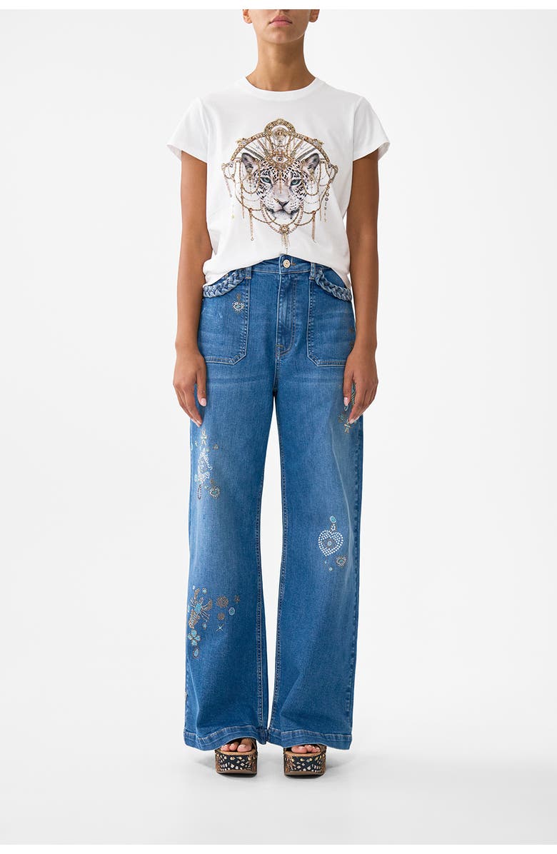 Camilla Slim Fit Round Neck T-Shirt - White/Gold, Main, color, Lady Lionheart