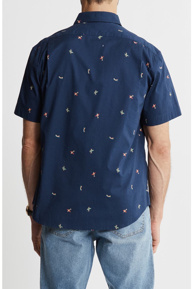 Bay Stretch Oxford Short Sleeve Shirt, Alternate, color, NAVY SURFER PRINT