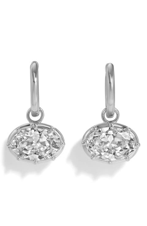Cleo Oval Cubic Zirconia Charm Huggie Hoop Earrings