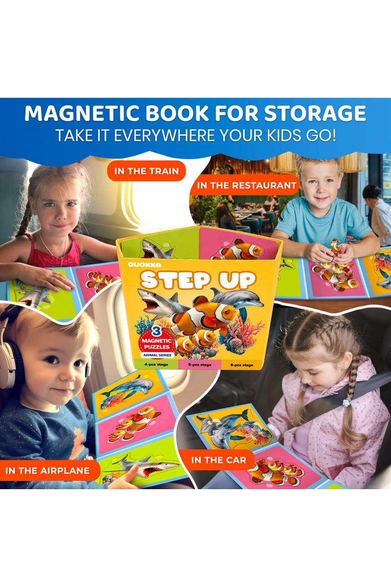 Step Up Magnetic Kids Puzzle Collection - Ocean, Safari & Wild Animals, Alternate, color, Ocean