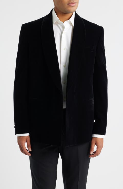 Ellis Double Breasted Black Super 130s Wool Blend Velvet Dinner Jacket