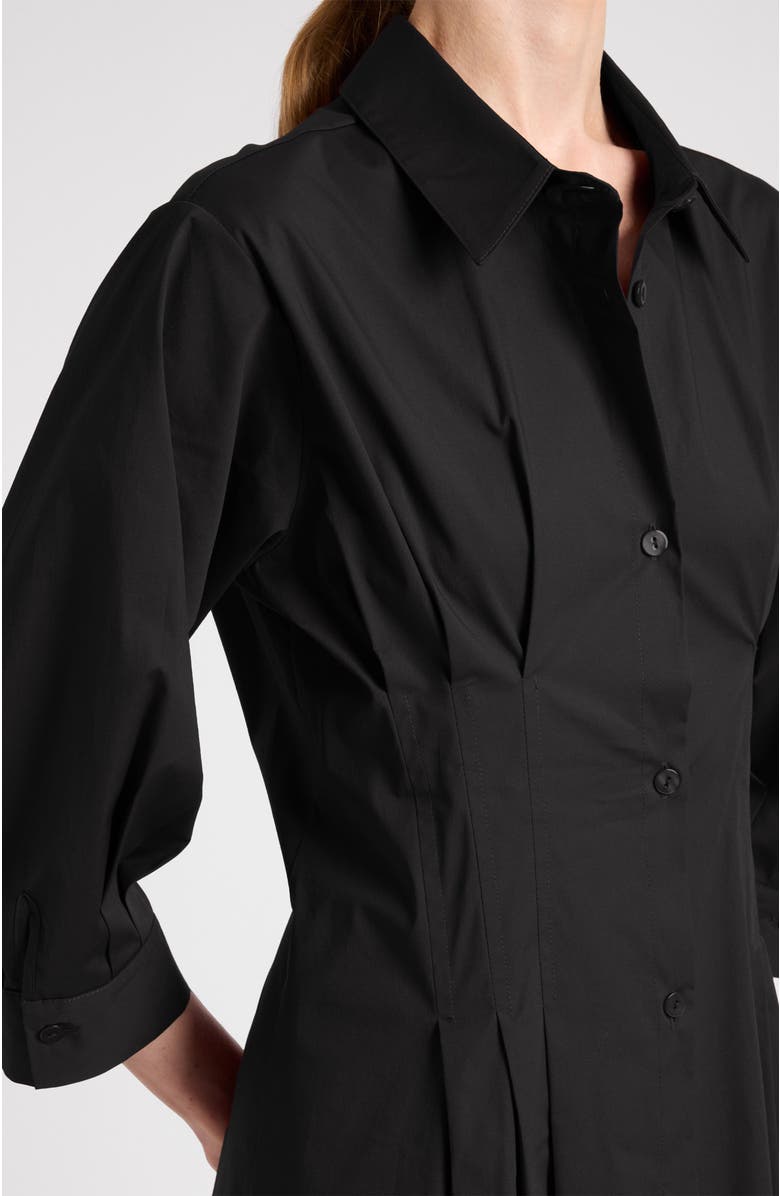 Santorelli Miley Midi Shirt Dress in Cotton Stretch, Alternate, color, Black