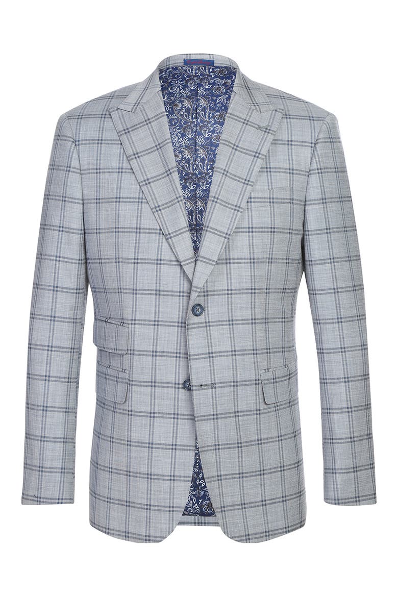Plaid Grey & Blue Mélange Suit, Alternate, color, GREY/ BLUE
