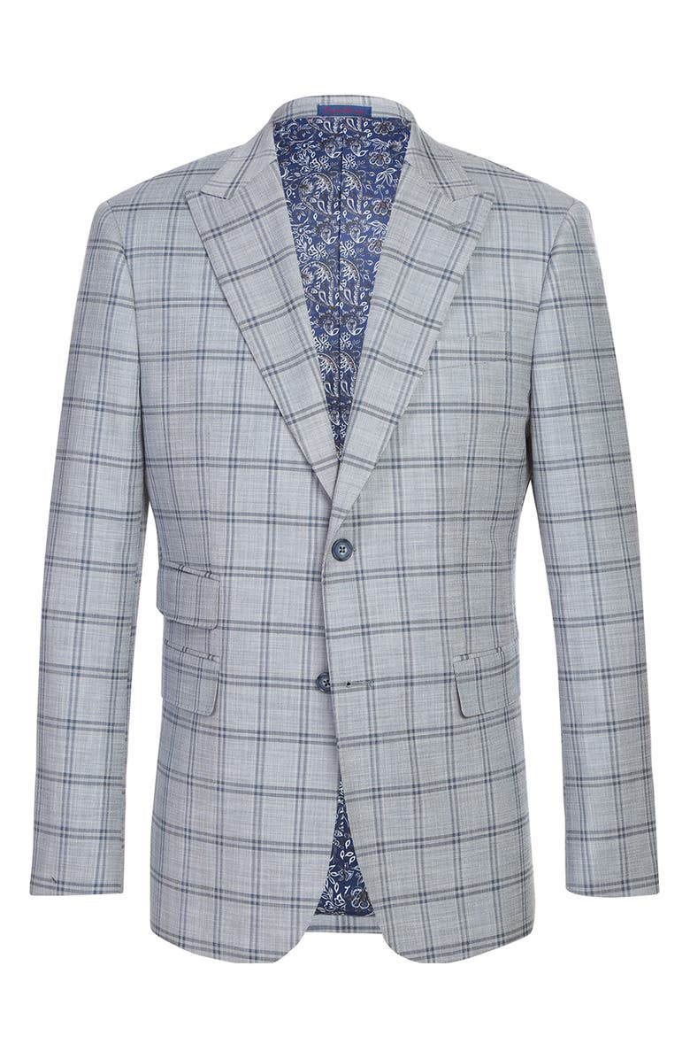 English Laundry Plaid Grey & Blue Mélange Suit, Alternate, color, Grey/ Blue