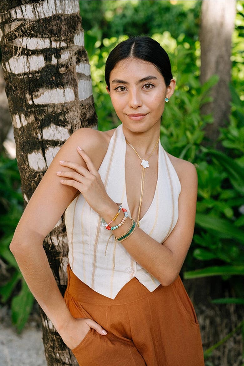 Plumeria Lariat, Alternate, color, White