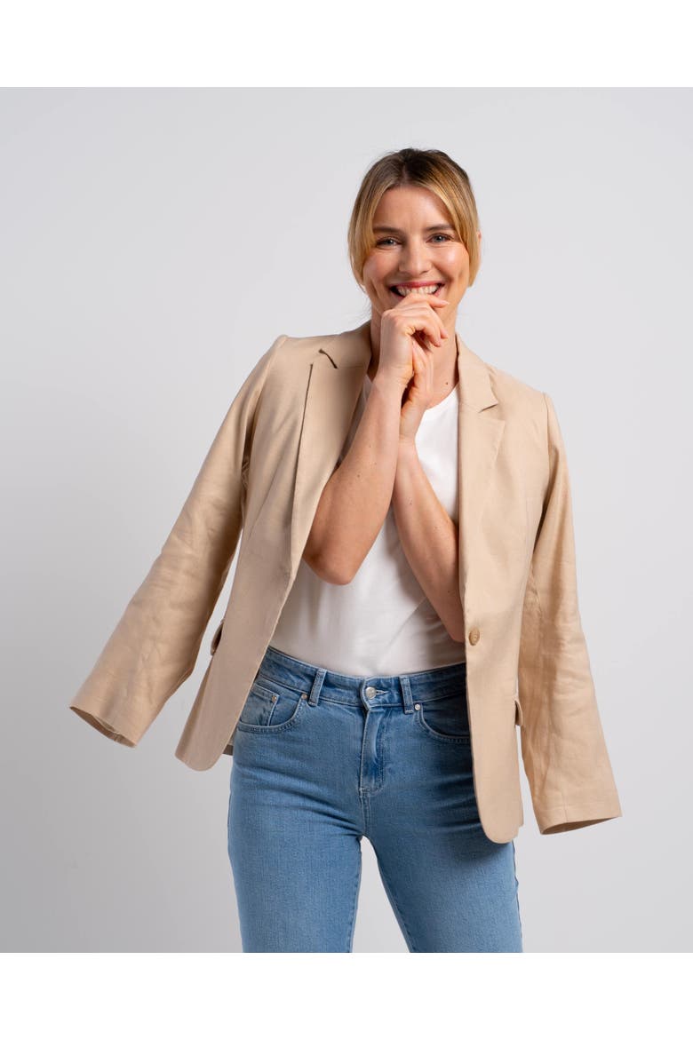 Iona Linen Blazer, Alternate, color, Safari