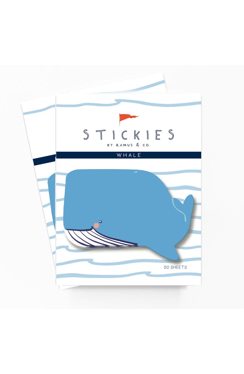 Ramus & Co Whale Stickies 3" x 3" 50-Sheet Sticky Notes (2-Pack) & Love Note Whale Greeting Card Combo, Alternate, color, Multi-Pack