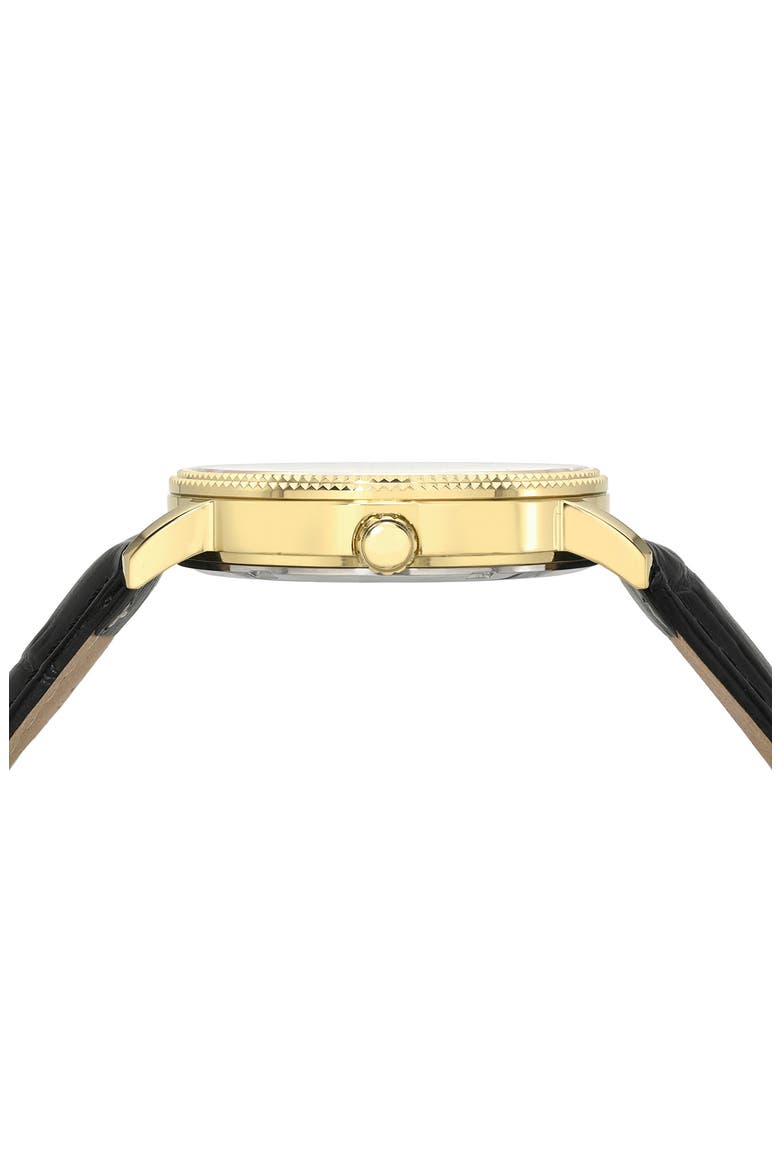 Veritas 1 Croc Embossed Leather Strap Watch, 40mm, Alternate, color, GOLD