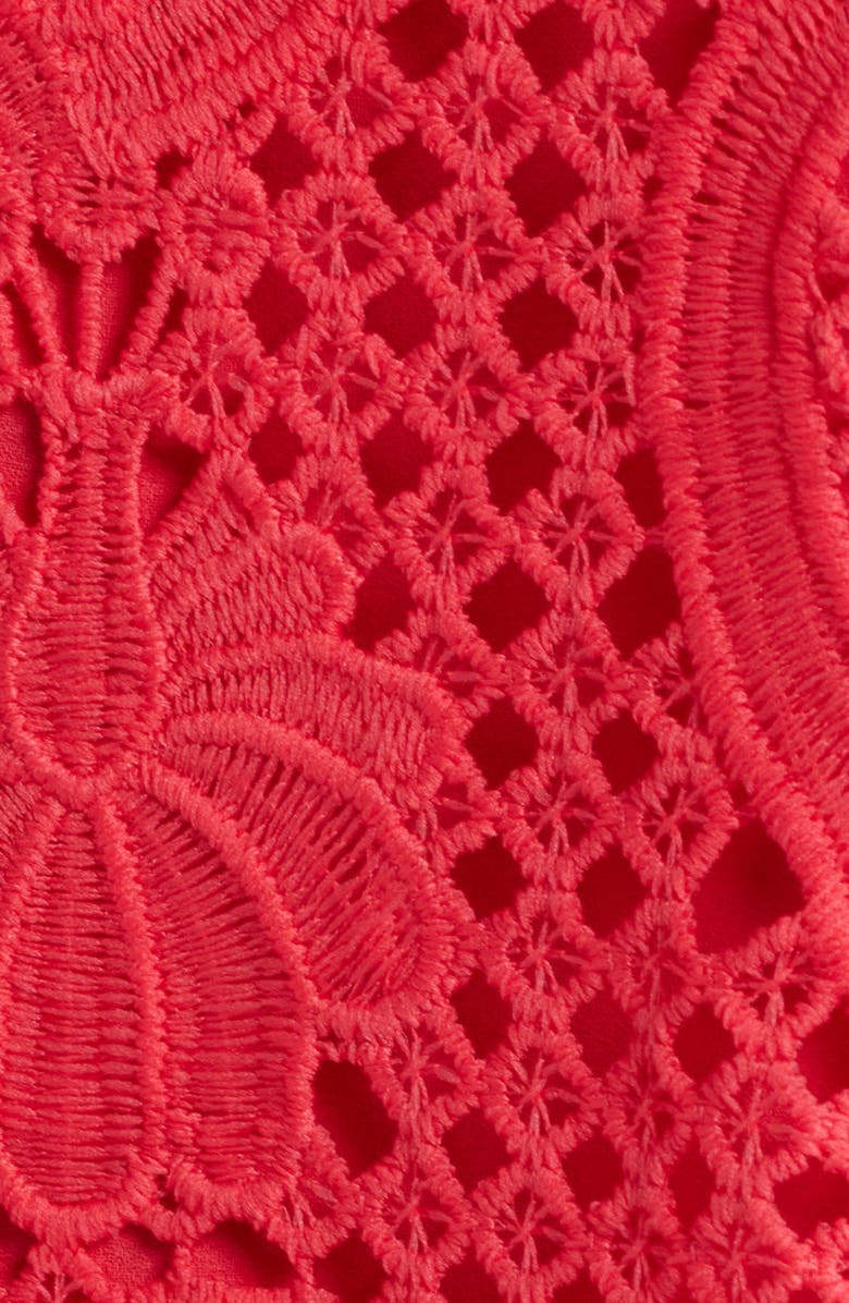 Anne Klein Ruffle Sleeveless Lace Overlay Shift Dress, Alternate, color, 