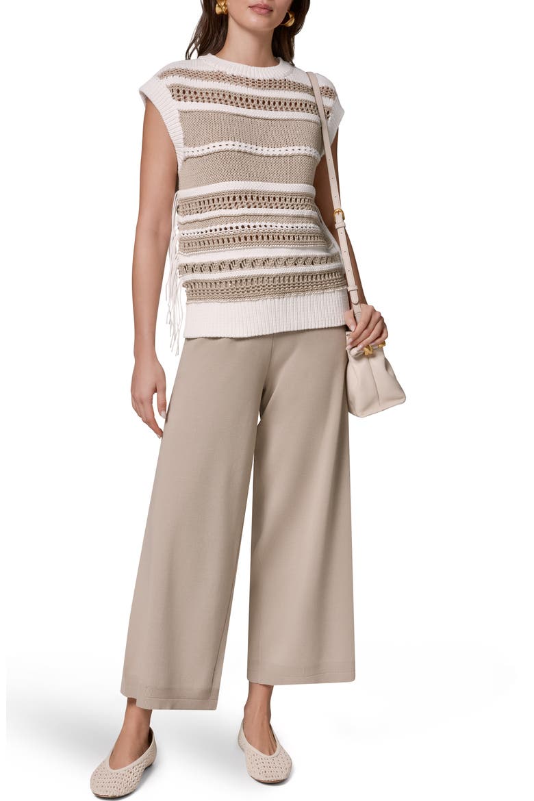 Sleeveless Crewneck Sweater, Alternate, color, CREAM/ SANDS