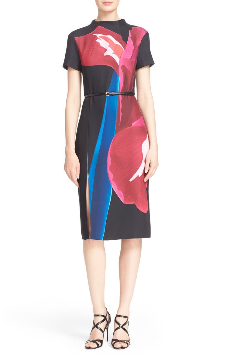'Sianne' Floral Print Sheath Dress, Main, color, DEEP PINK
