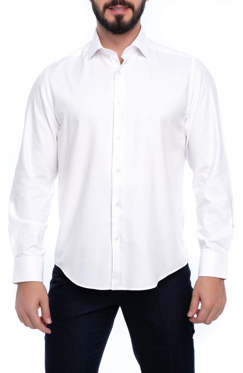 VELLAPAIS Barton Slim Fit Cotton Dress Shirt, Main, color, White