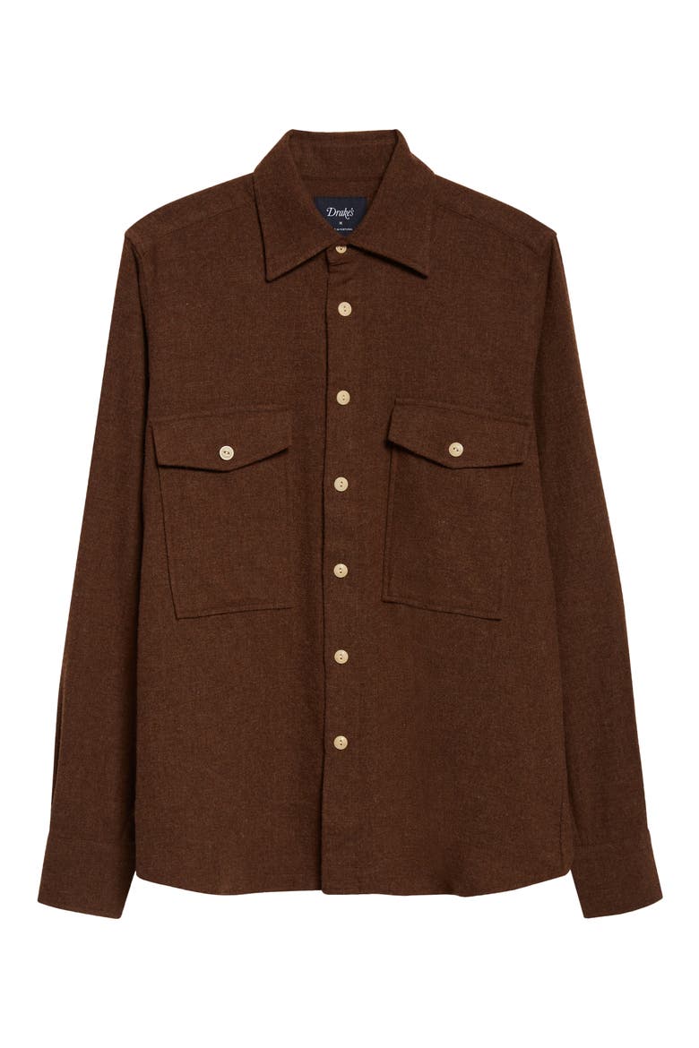 Relaxed Wool Button-Up Shirt, Alternate, color, COCOA BROWN