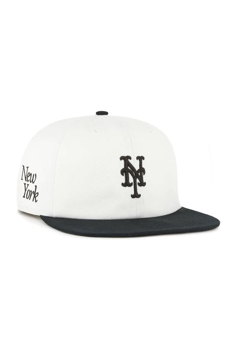 '47 Men's '47 White/Black New York Mets Foundation Captain Snapback Hat, Main, color, 