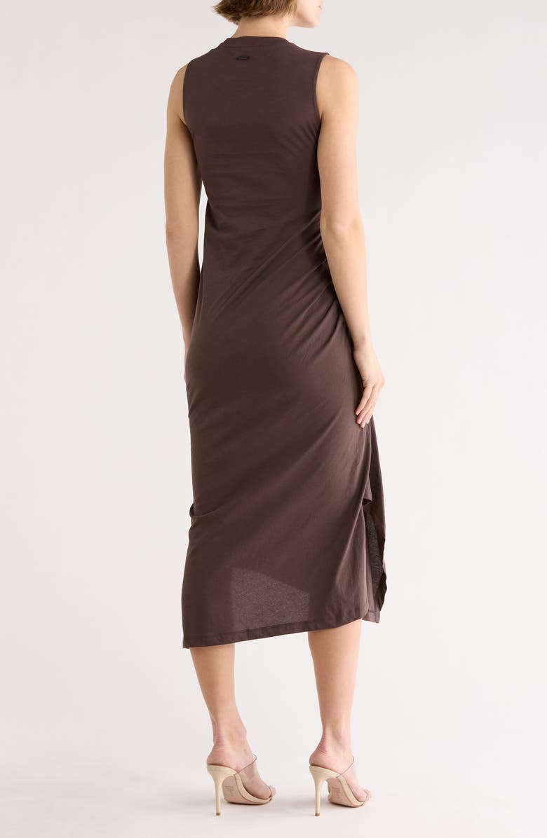 AllSaints Rivi Draped Midi Dress, Alternate, color, Bottle Brown