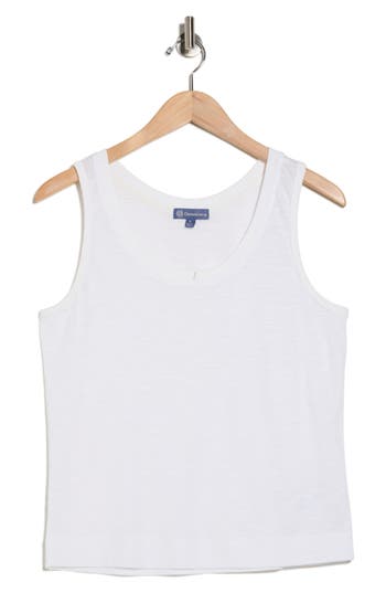 Democracy Notched Scoop Neck Tank Top In White