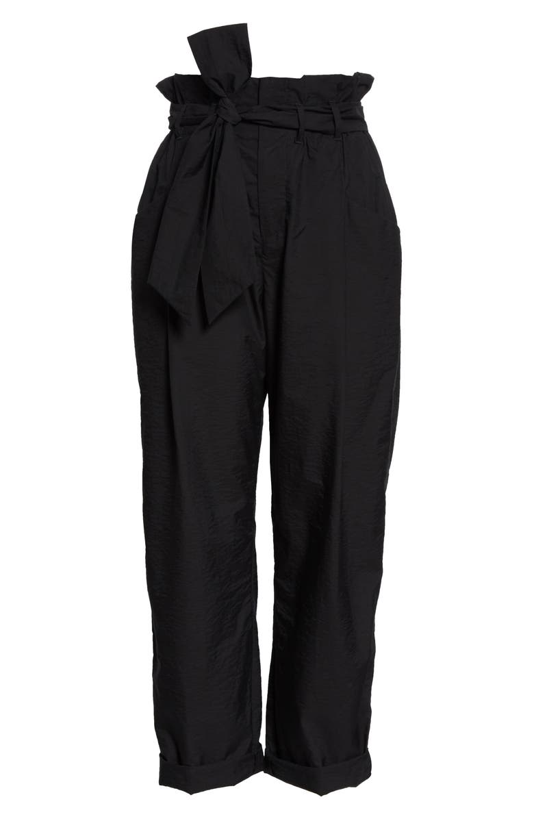 Brunello Cucinelli Paperbag Waist Crinkled Cotton Blend Ankle Pants, Alternate, color, 
