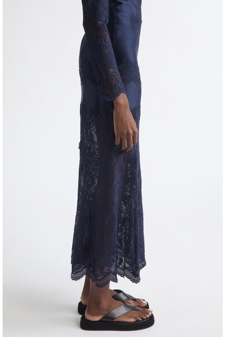 Jupe Lace & Jersey Skirt, Alternate, color, DEEP NAVY