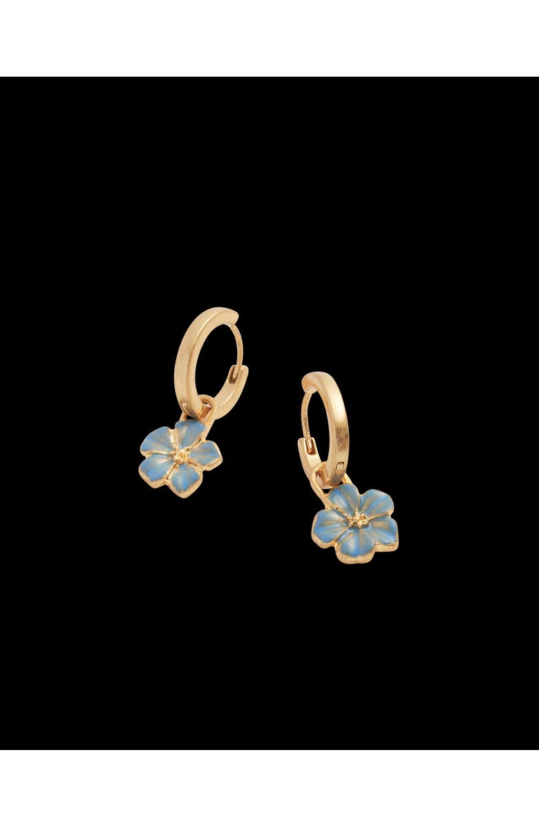 Fable England Flower Huggie Earrings, Alternate, color, Blue & Gold