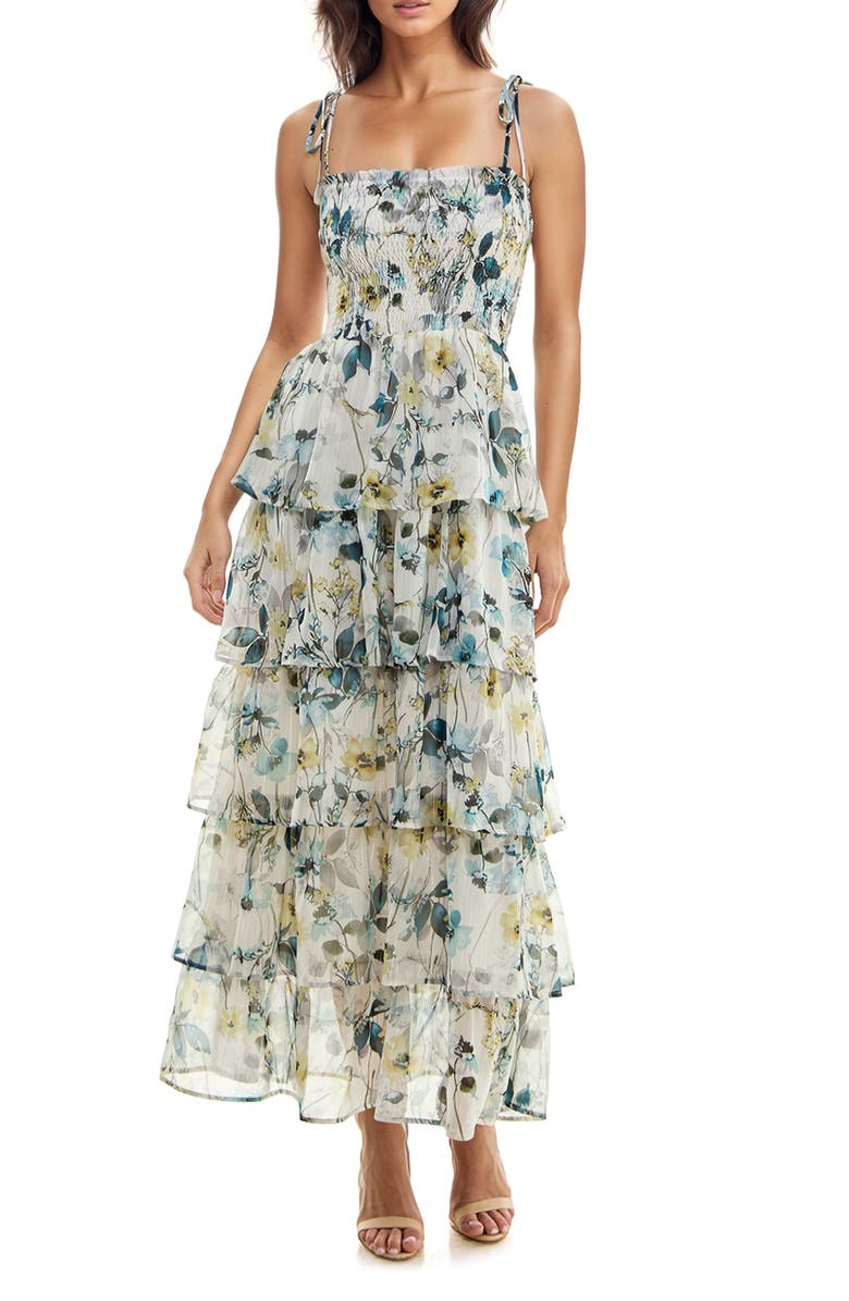 Socialite Floral Tiered Maxi Sundress, Main, color, 