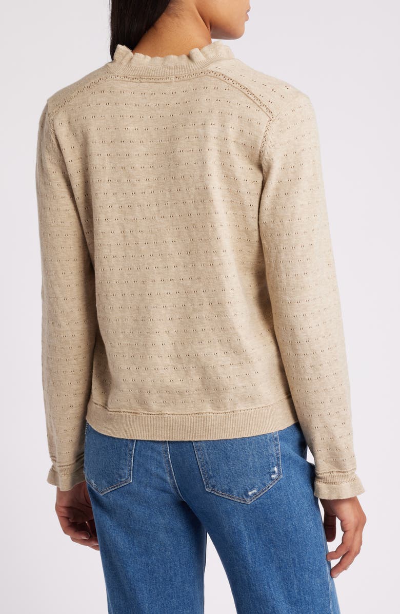 Wit & Wisdom Ruffle Pointelle Sweater, Alternate, color, 