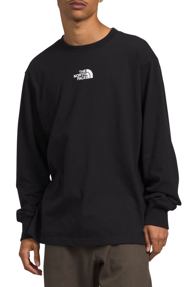 Relaxed Long Sleeve Heavyweight Cotton T-Shirt, Main, color, TNF BLACK/ TNF WHITE