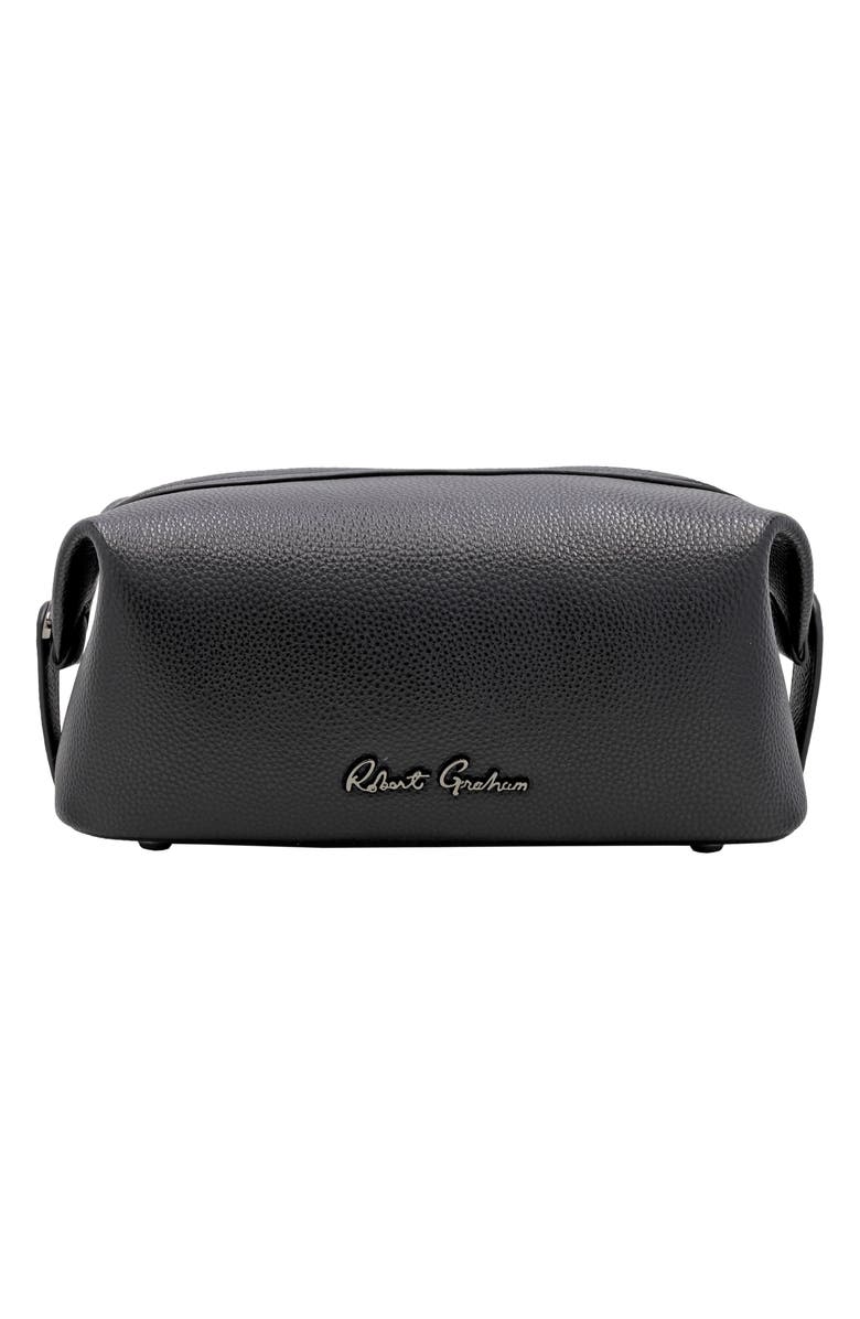 Robert Graham Waverly Faux Leather Toiletry Kit, Main, color, Black