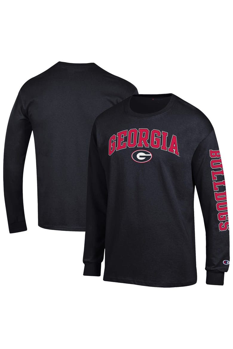 Men's Champion  Black Georgia Bulldogs Arch Over Logo 2-Hit Long Sleeve T-Shirt, Main, color, Black