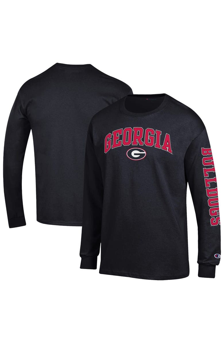 Champion Men's Champion  Black Georgia Bulldogs Arch Over Logo 2-Hit Long Sleeve T-Shirt, Main, color, Black