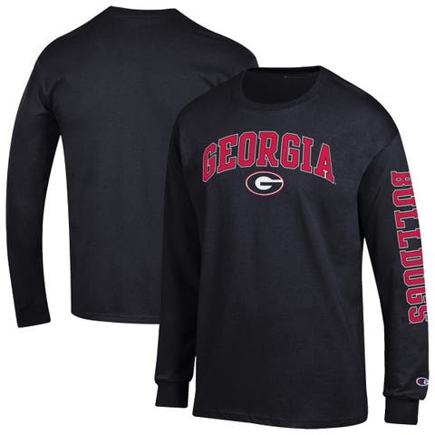 Men's Champion  Black Georgia Bulldogs Arch Over Logo 2-Hit Long Sleeve T-Shirt