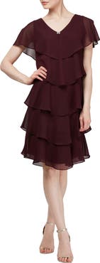 SL FASHIONS Georgette Ruffle Tiered Dress