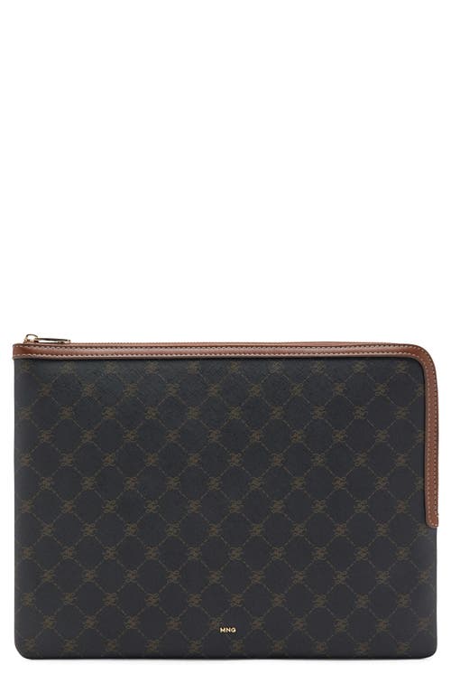 Mango Monogram Logo Faux Leather Laptop Case In Brown