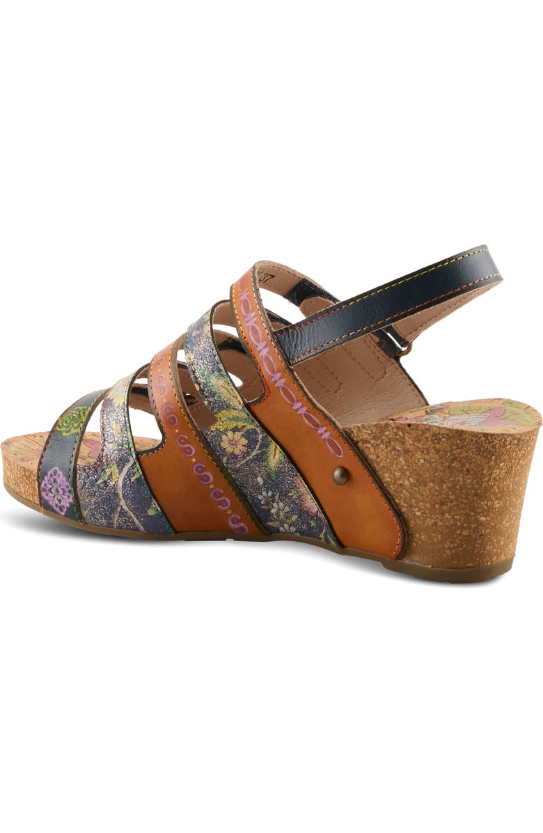 L'Artiste by Spring Step Buckle It Up Strappy Wedge Sandal, Alternate, color, Navy Multi