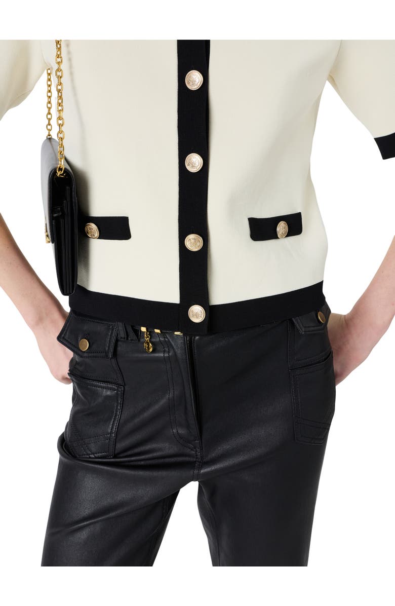 GERARD DAREL Laila Short Sleeve Round Neck Cardigan, Alternate, color, Ecru