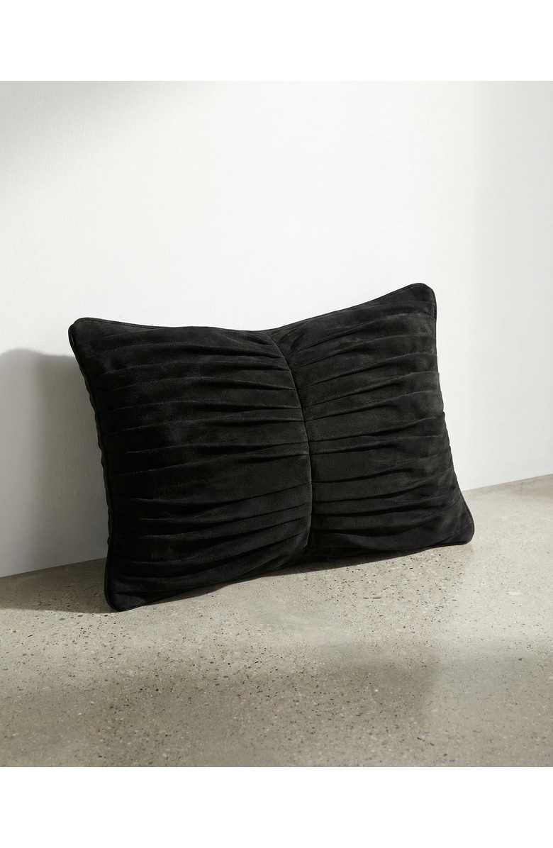 VILLA ABURI Pleated Cotton Suede Pillow, Main, color, Abyss