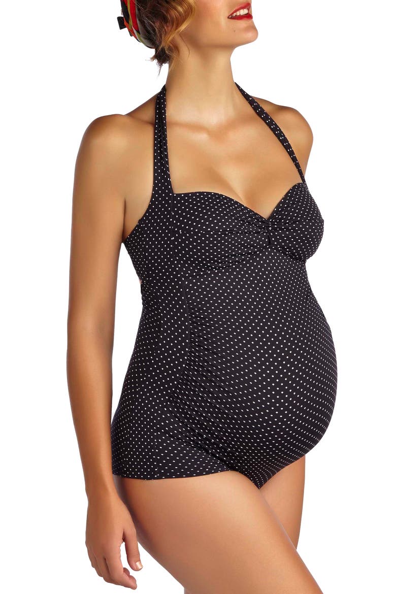 Montego Bay Jacquard One-Piece Maternity Swimsuit, Alternate, color, BLACK